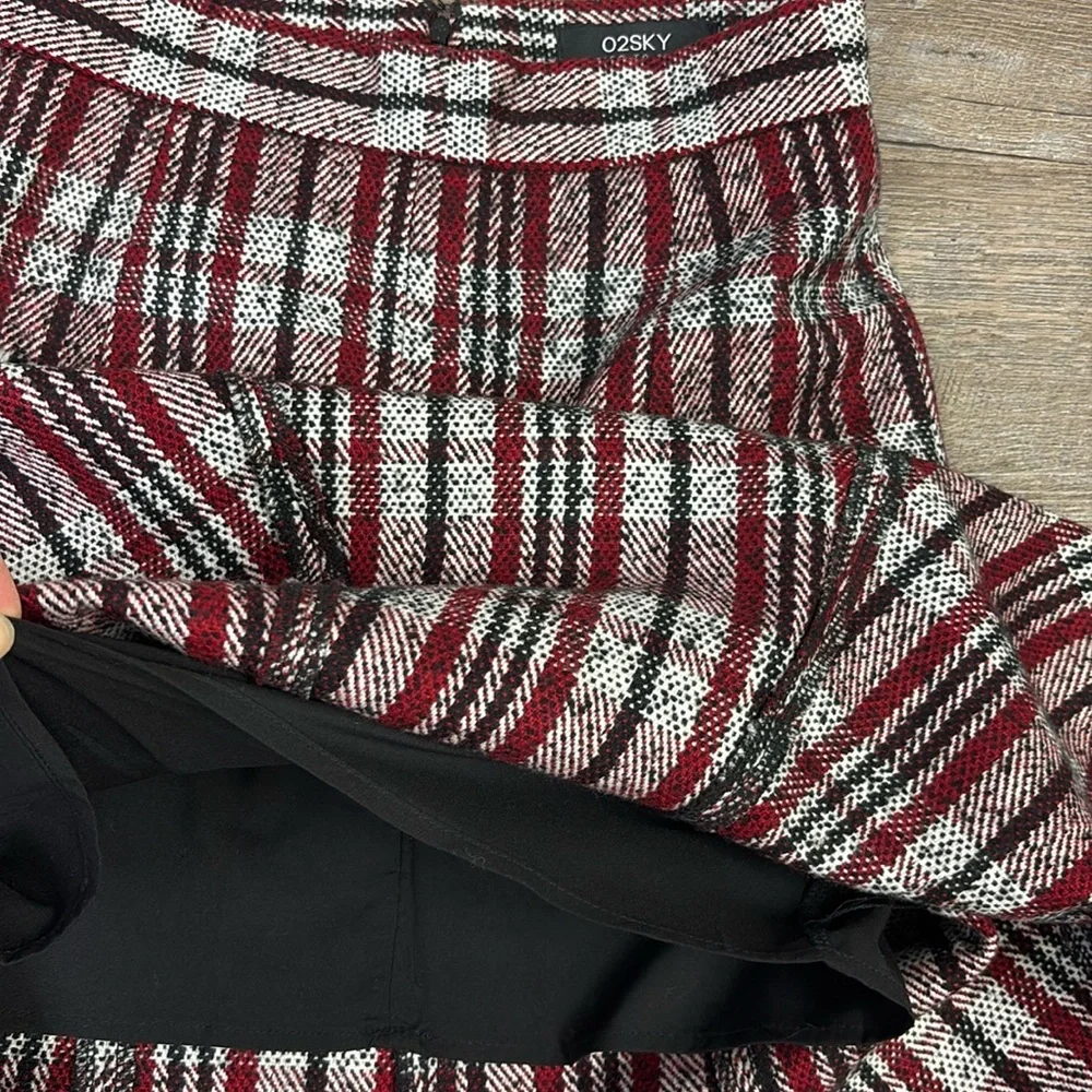 O2SKY Z:RO TO SKY Plaid Tweed Trumpet Midi Skirt Size M